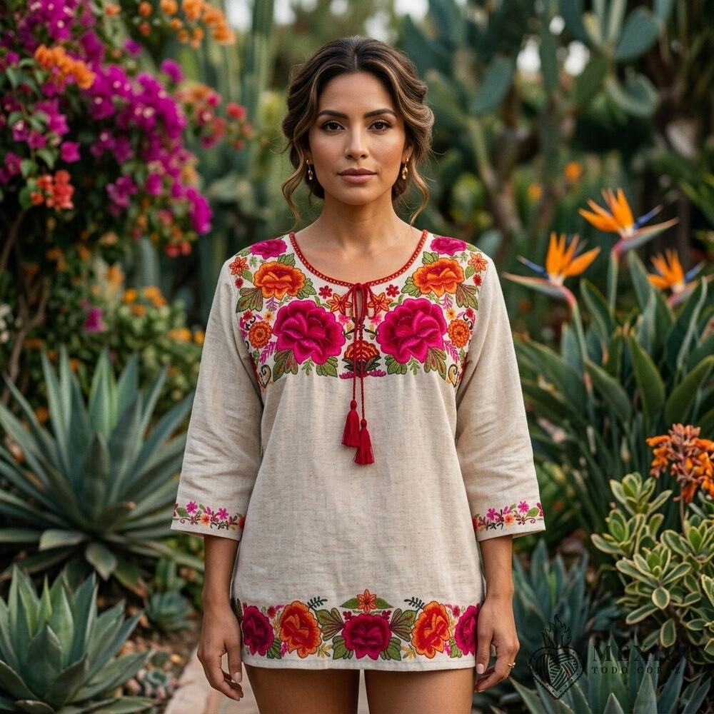 Mexican  embroidered  Blouse –  (25in wide 25 inches long XXL